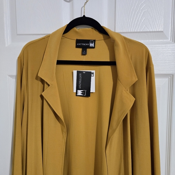 NEW Antthony Mustard Yellow Cardigan Jacket Women's Size 2X Collar Lightweight - Picture 2 of 13